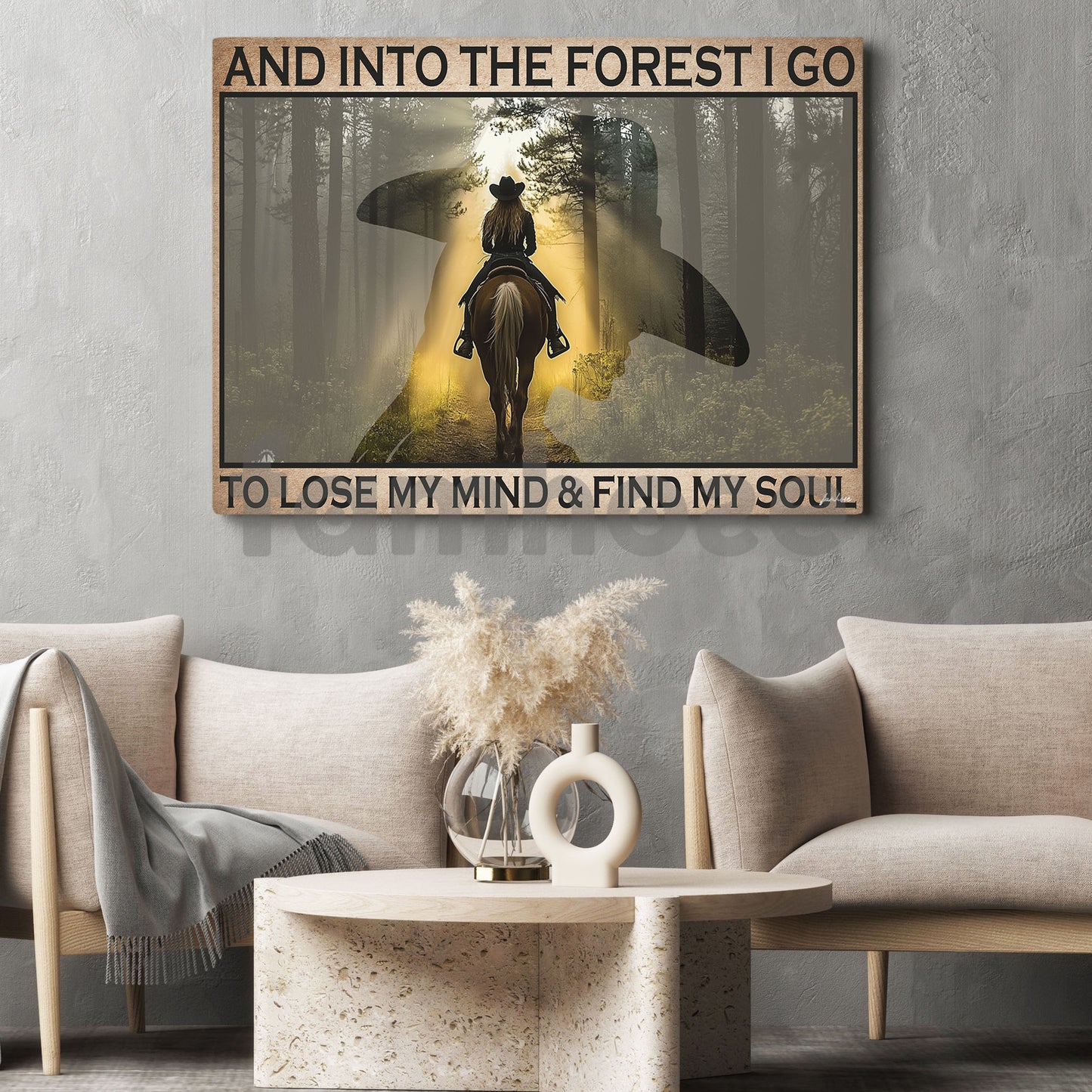 Cowgirl Canvas Painting, And Into The Forest I Go Wall Art Decor, Poster Gift For Cowgirl
