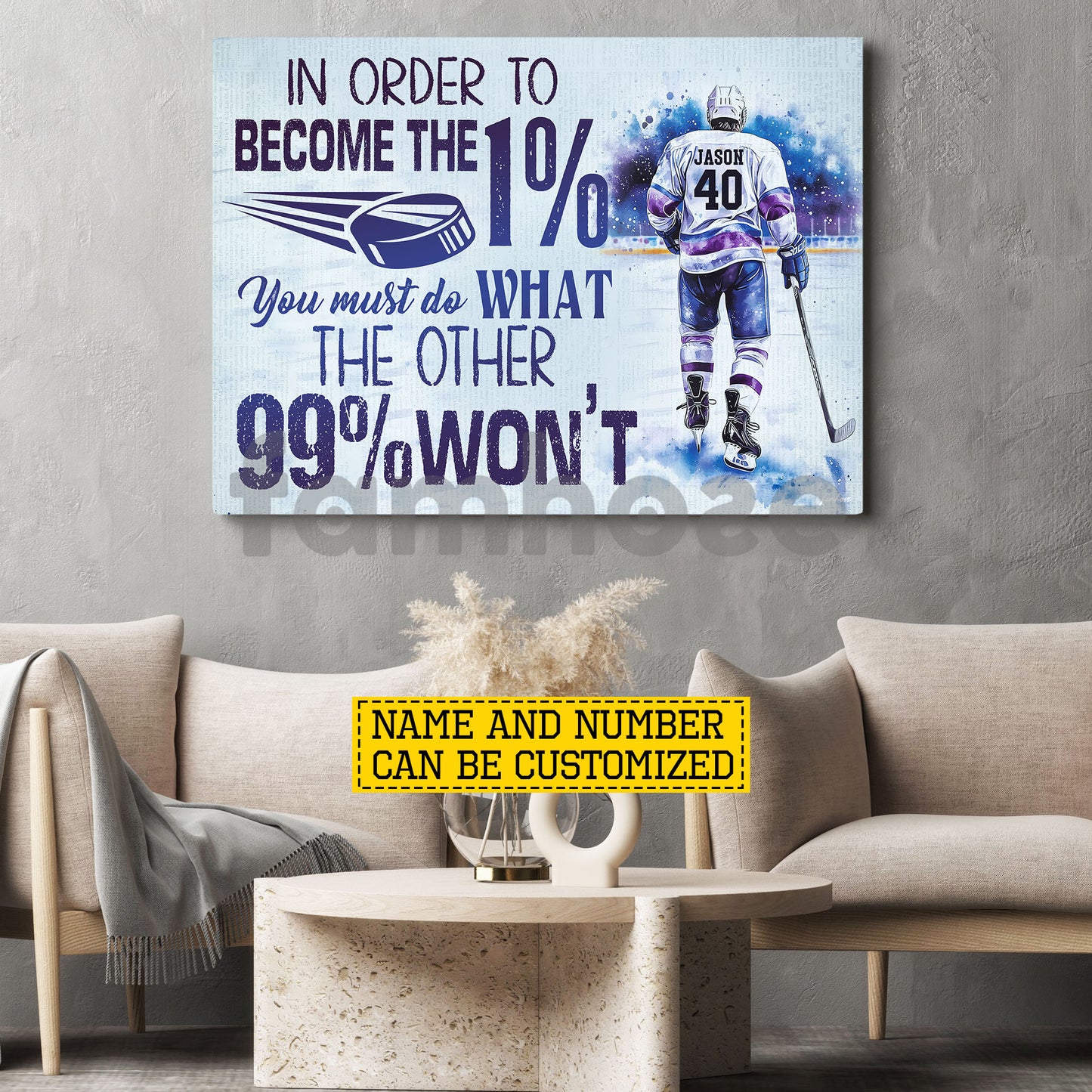 Motivational Personalized Hockey Man Canvas Painting, In Order To Become The 1% Sport Wall Art Decor, Poster Gift For Hockey Lover