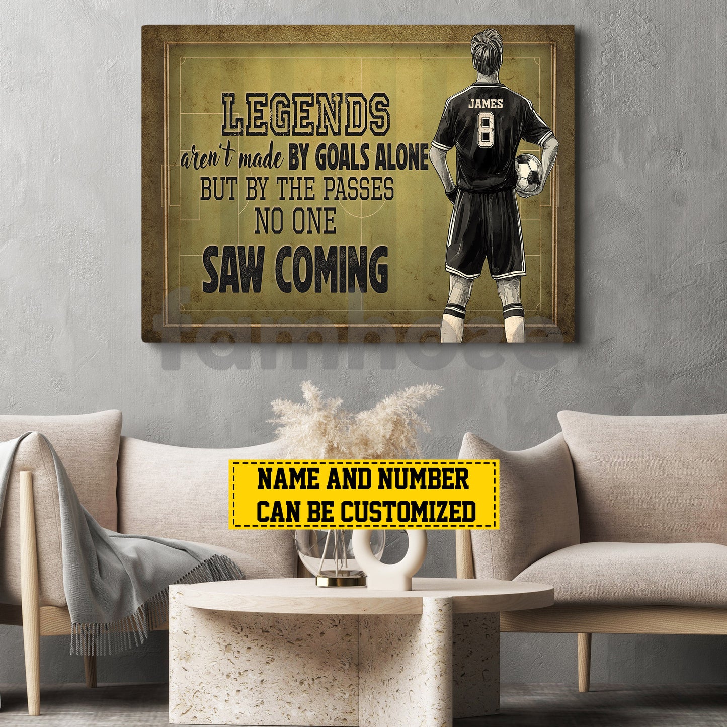 Personalized Soccer Man Midfielder Canvas Painting, Legends Aren't Made By Goals Alone Sport Wall Art Decor, Poster Gift For Soccer Lovers