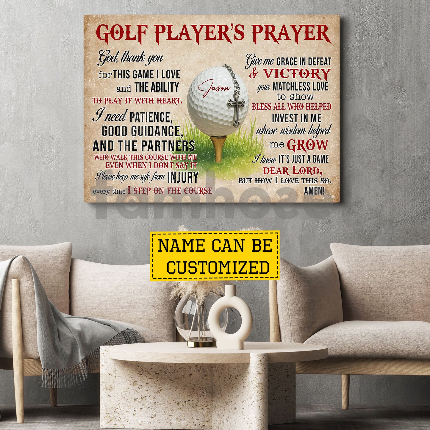 Personalized Golf God Canvas Painting, Golf Player's Prayer Sport Wall Art Decor, Poster Gift For Golf Lover