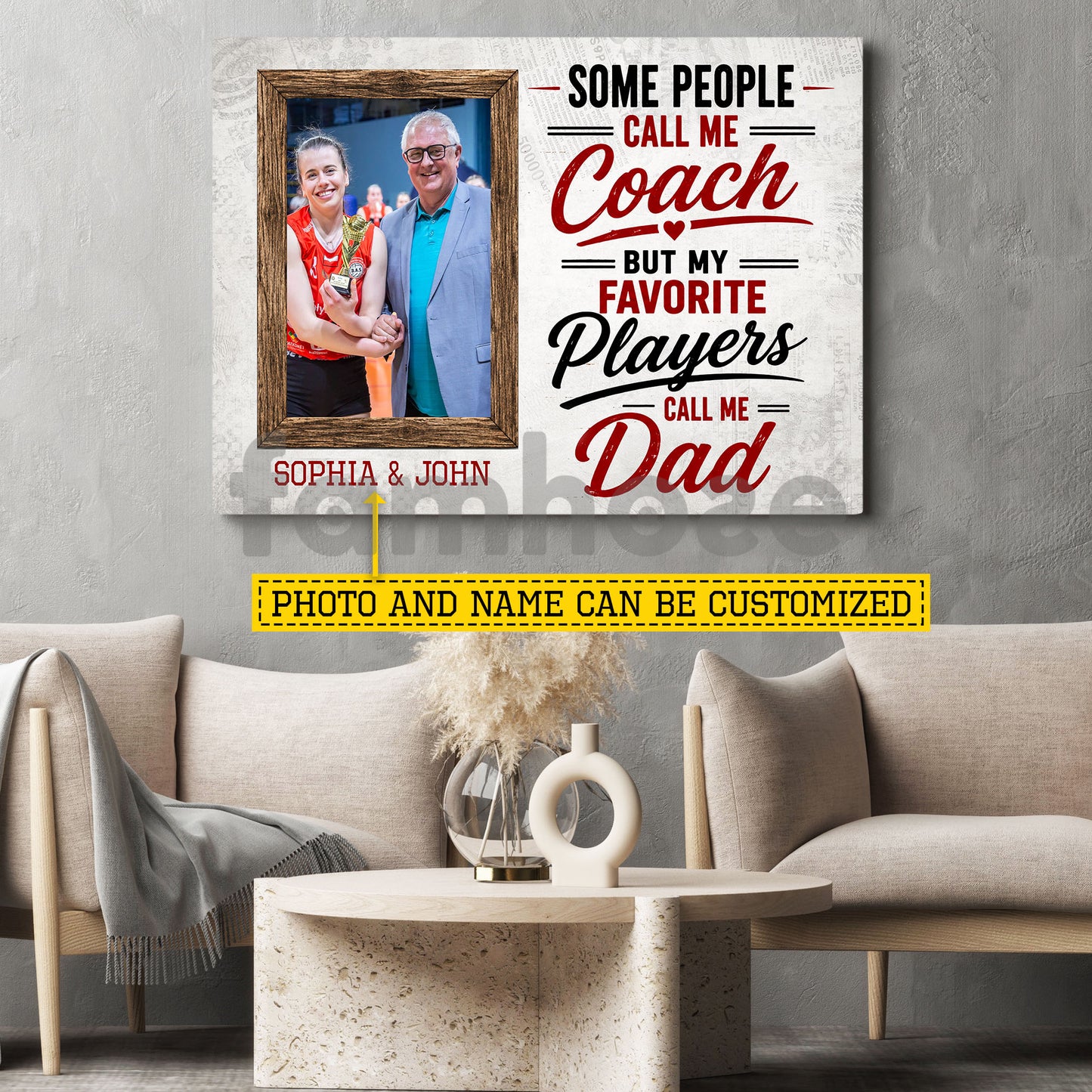 Personalized Volleyball Dad Daughter Canvas Painting, Some People Call Me Coach Sport Wall Art Decor, Poster Father's Day Gift For Volleyball Lover