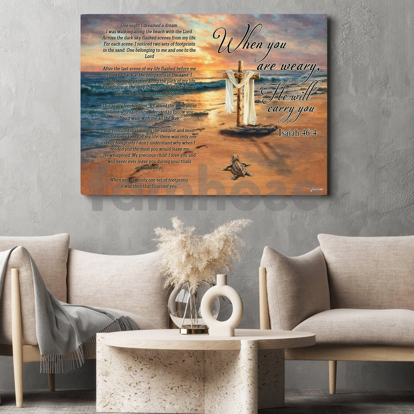 Jesus Quote Canvas Painting, When You Are Weary He Will Carry You Wall Art Decor, God Poster Gift For Christian