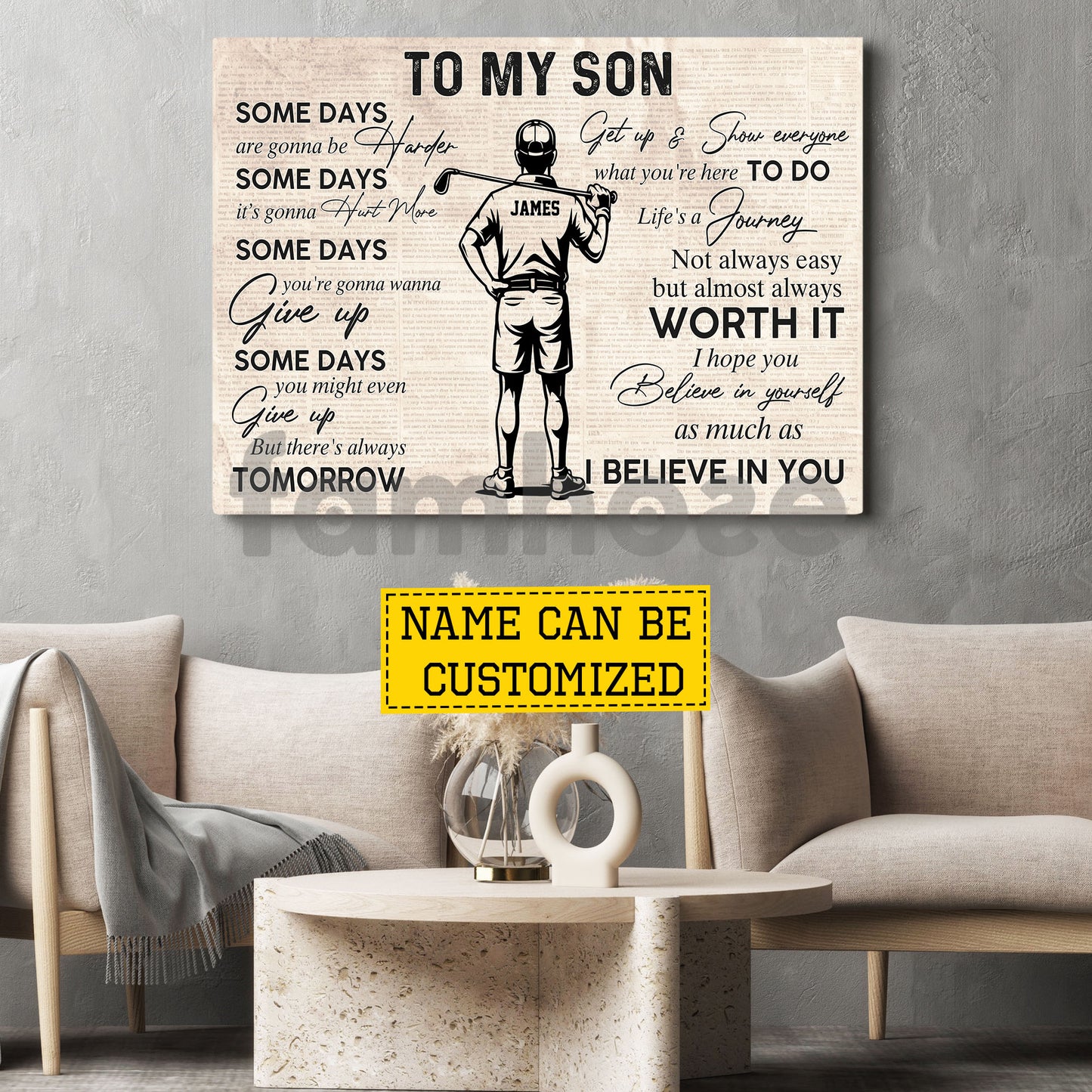 Personalized Golf Canvas Painting, To My Son I Believe In You Sport Wall Art Decor, Poster Gift For Golf Lover