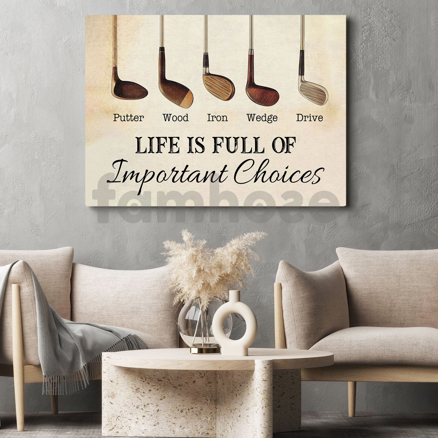 Golf Canvas Painting, Life Is Full Of Important Choices Sport Wall Art Decor, Poster Gift For Golf Lovers