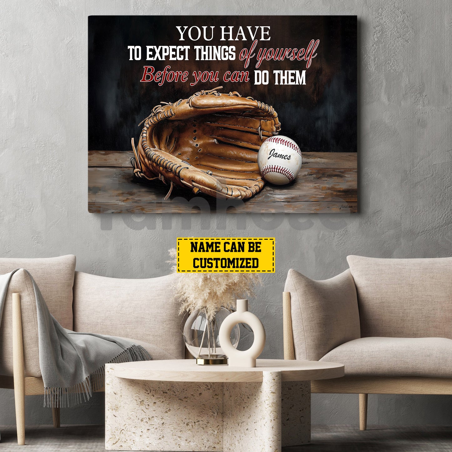 Personalized Baseball Canvas Painting, You Have To Expect Things Of Yourself Sport Wall Art Decor, Poster Gift For Baseball Lovers