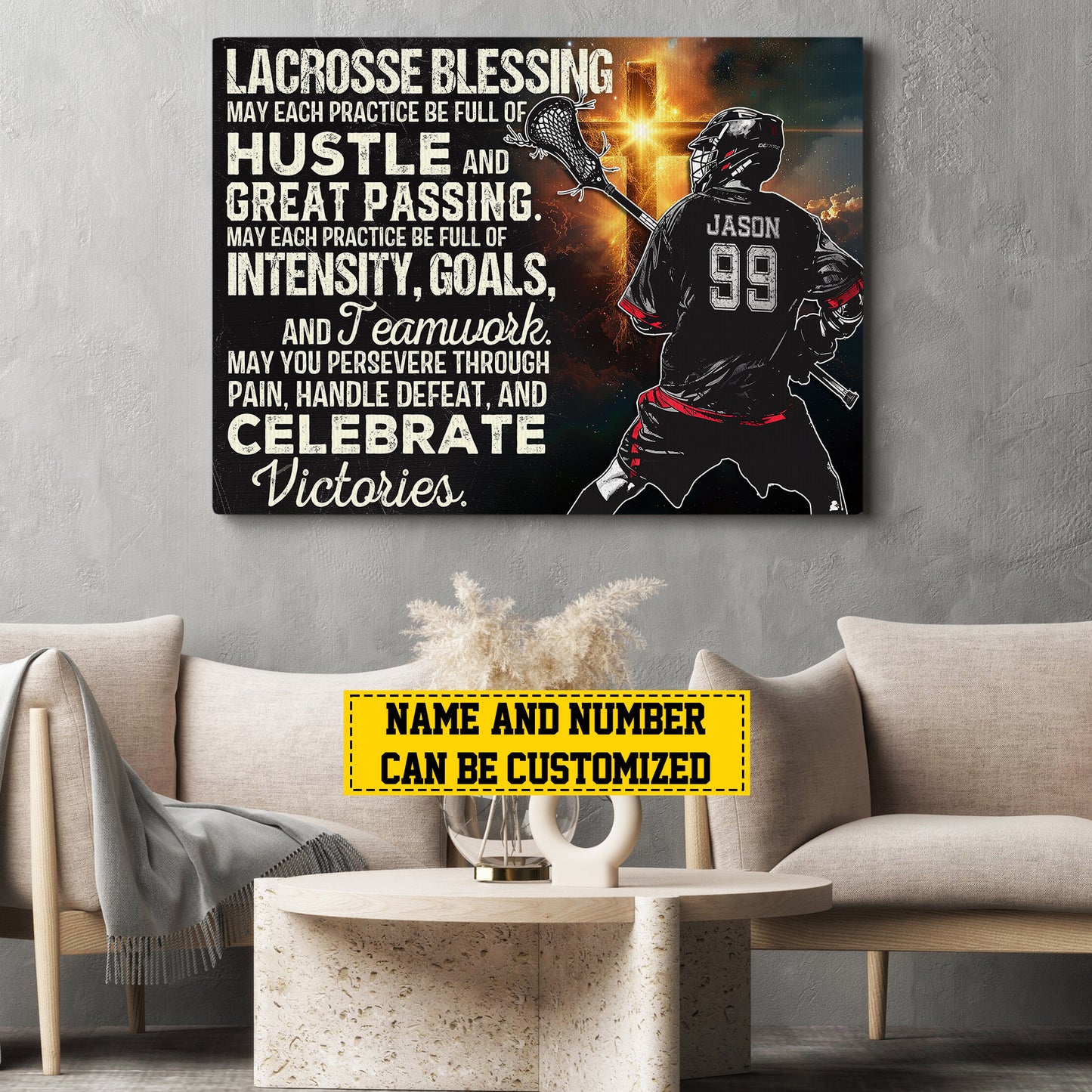 Personalized Motivational Lacrosse Canvas Painting, Lacrosse Blessing, Sports Quotes Wall Art Decor, Poster Gift For Lacrosse Lovers, Lacrosse Boys