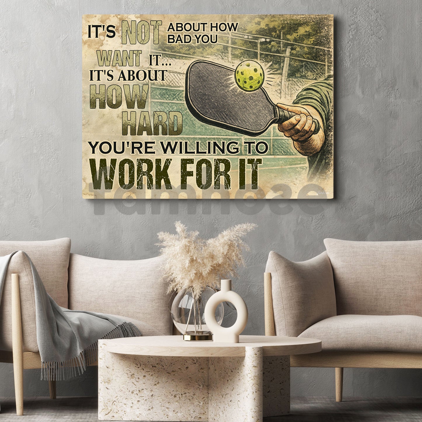 Motivational Pickleball Canvas Painting, It's Not About How Bad You Want It Sport Wall Art Decor, Poster Gift For Pickleball Lovers