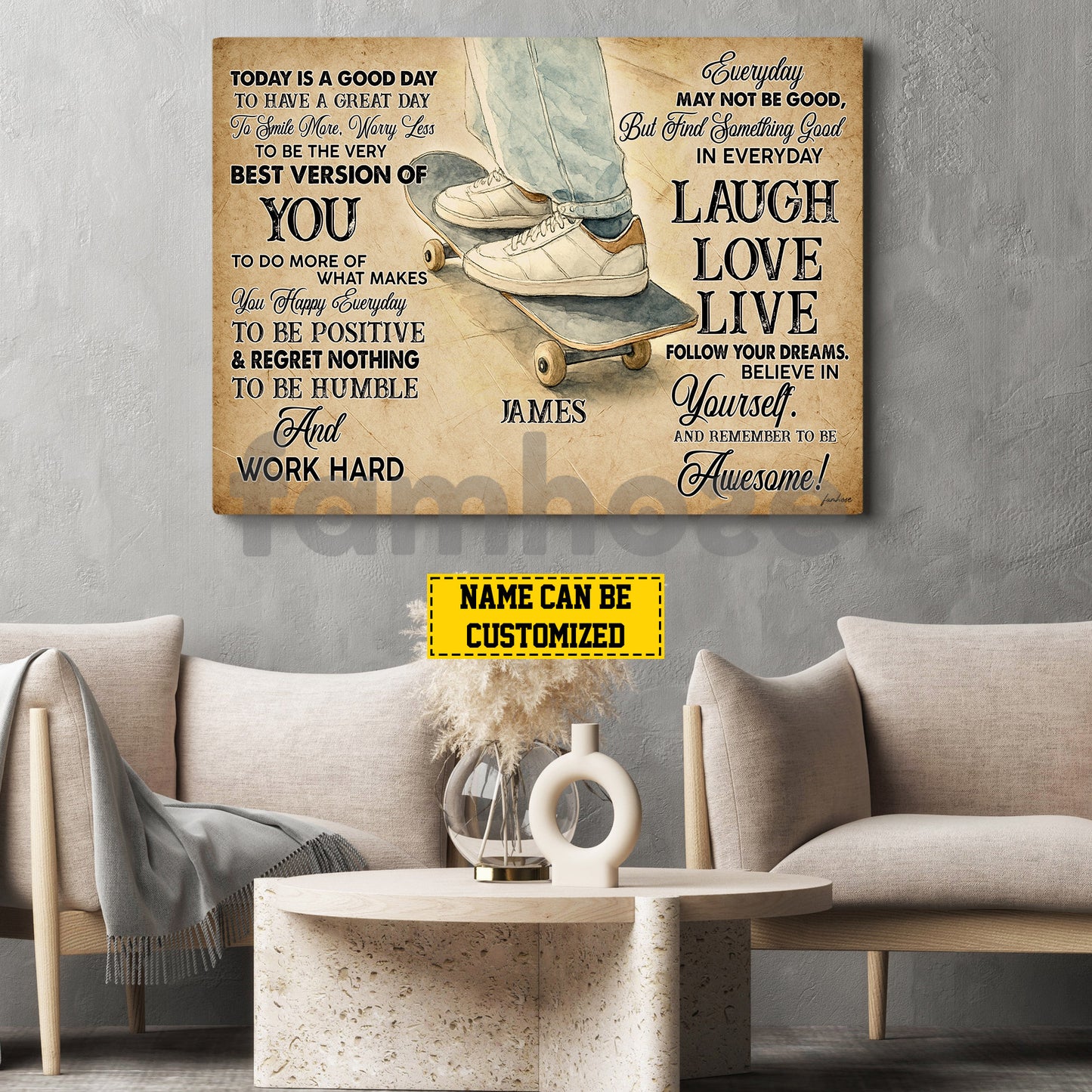 Motivational Personalized Skateboarding Canvas Painting, Today Is A Good Day Sport Wall Art Decor, Poster Gift For Skateboarding Lovers