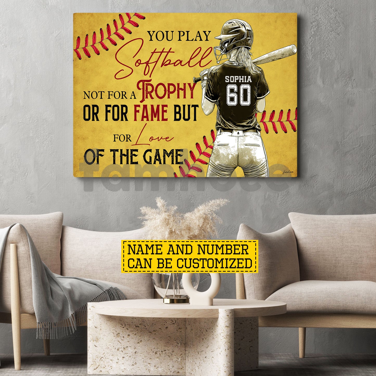 Motivational Personalized Softball Woman Canvas Painting, You Play Softball Not For A Trophy Sport Wall Art Decor, Poster Gift For Softball Lovers