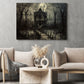 Moonlit Manor, Dark House Canvas Painting, Spooky Season Wall Art Decor, Halloween Poster Gift For House Lovers