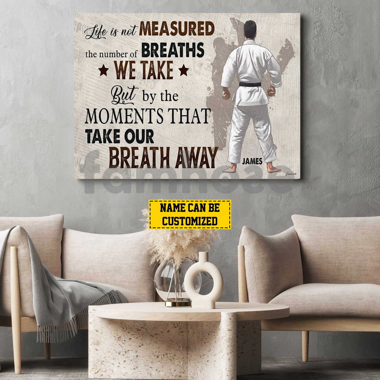 Personalized Jiu Jitsu Man Canvas Painting, Life Is Not Measured Wall Art Decor, Poster Gift For Jiu Jitsu Lovers