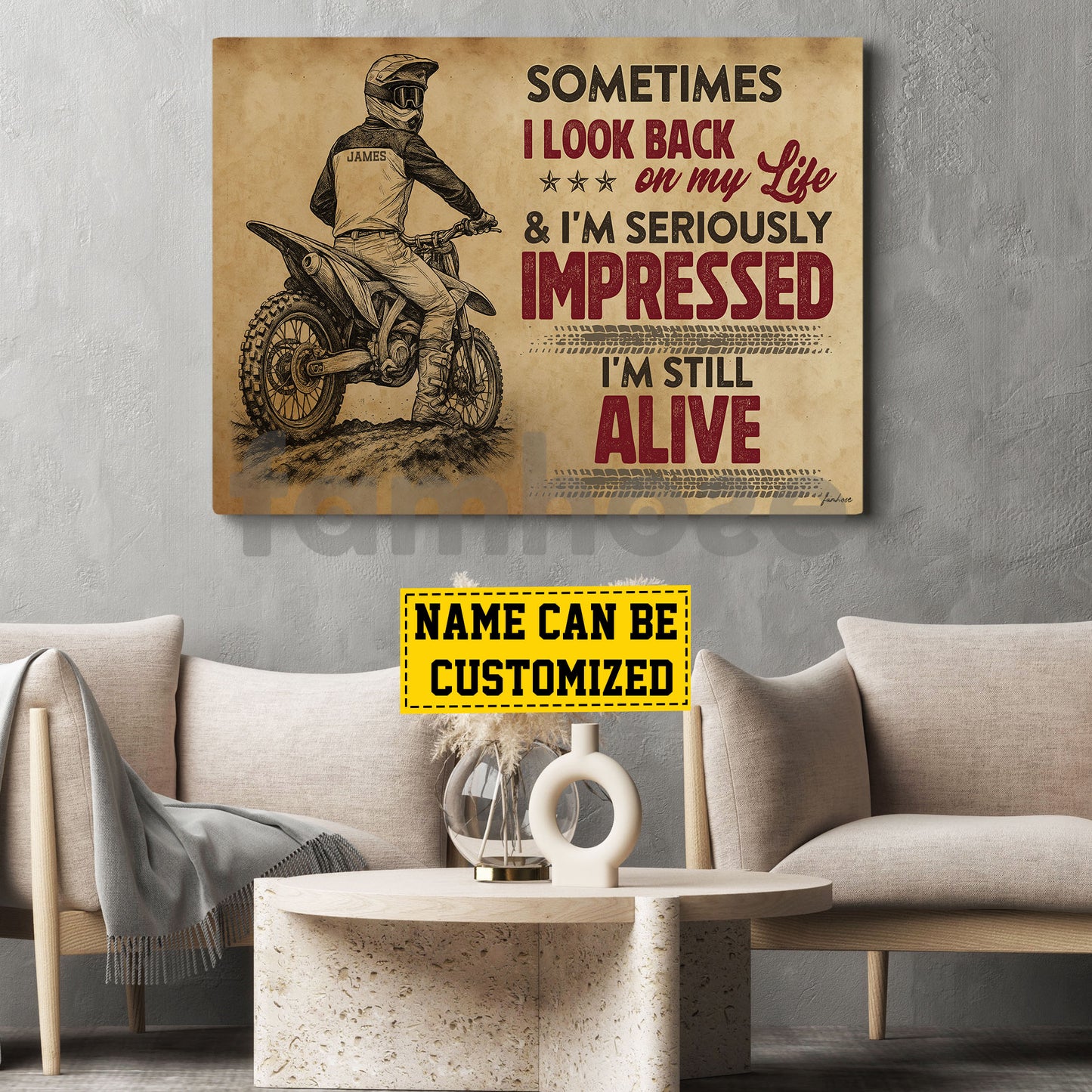 Funny Personalized Dirt Bike Boy Canvas Painting, I'm Still Alive Wall Art Decor, Poster Gift For Motocross Lovers