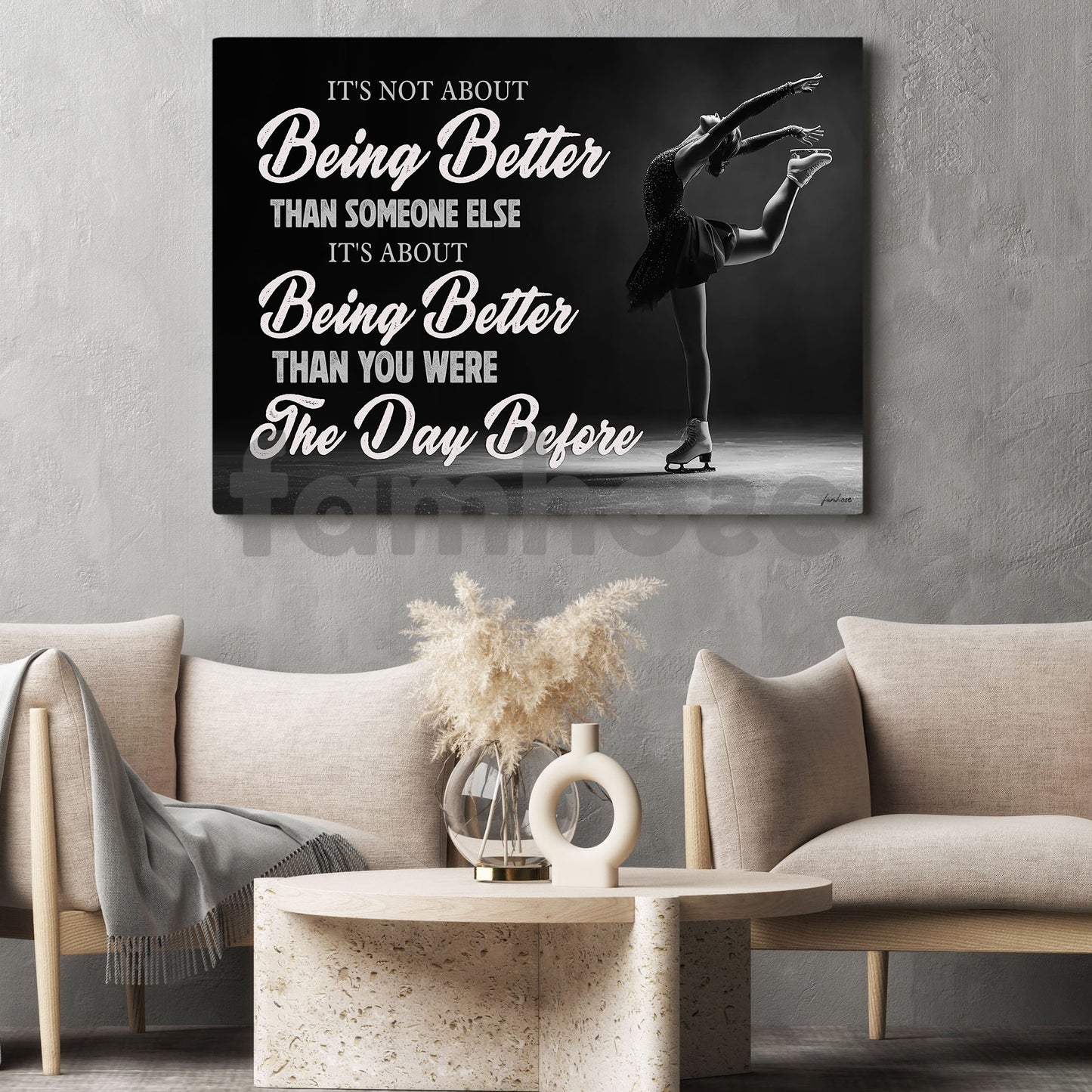 Motivational Ice Skating Girl Canvas Painting, It's About Being Better Wall Art Decor, Poster Gift For Ice Skating Lovers