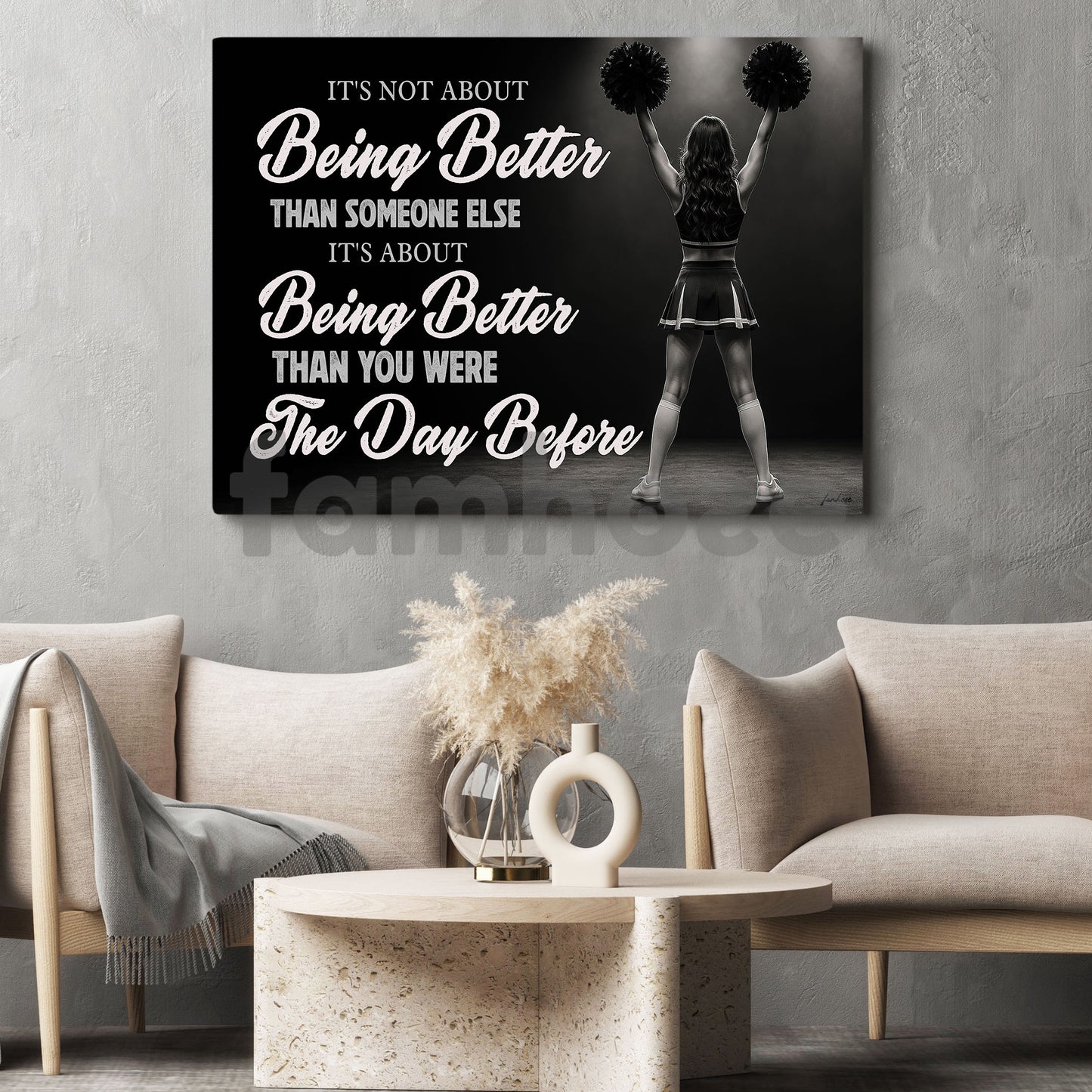 Motivational Cheerleading Girl Canvas Painting, It's About Being Better Wall Art Decor, Poster Gift For Cheerleading Lovers