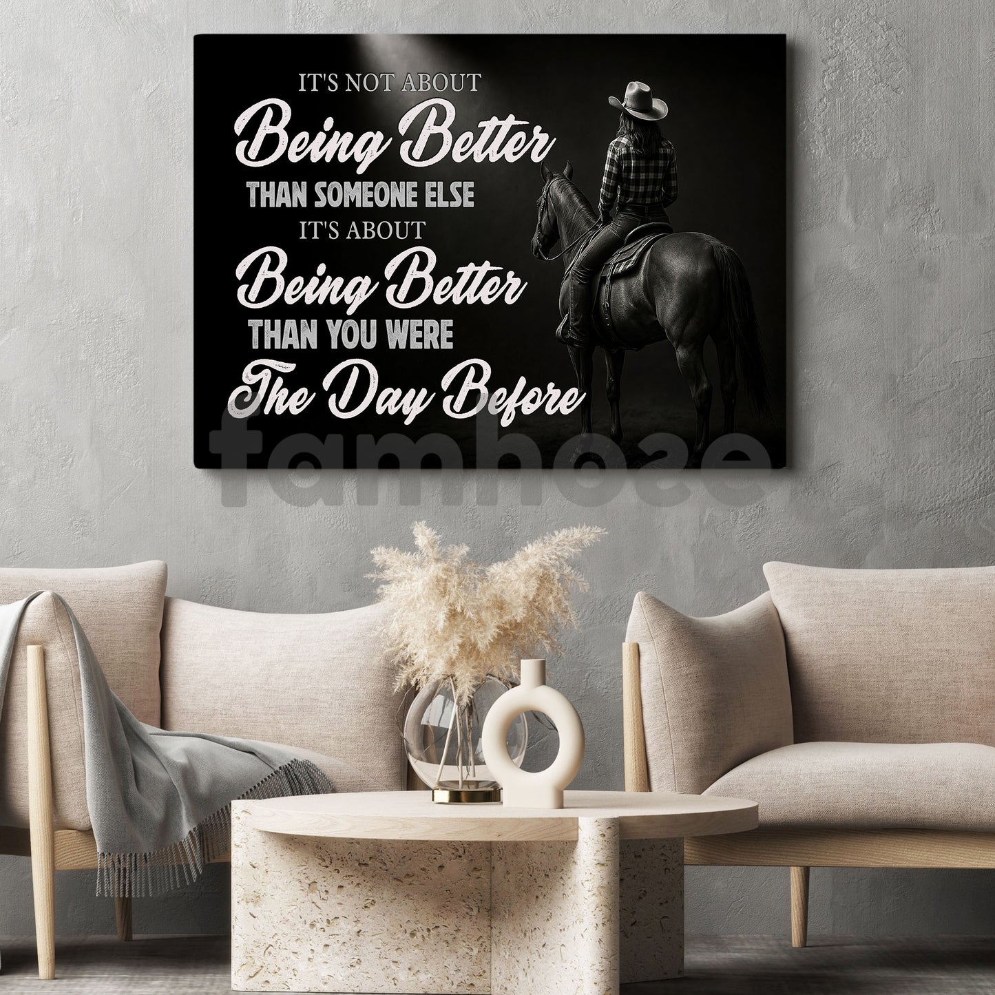 Motivational Cowgirl Canvas Painting, It's About Being Better Wall Art Decor, Poster Gift For Cowgirl Lovers