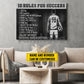 Motivational Personalized Soccer Man Canvas Painting, 10 Rules For Success Wall Art Decor, Poster Gift For Soccer Lovers