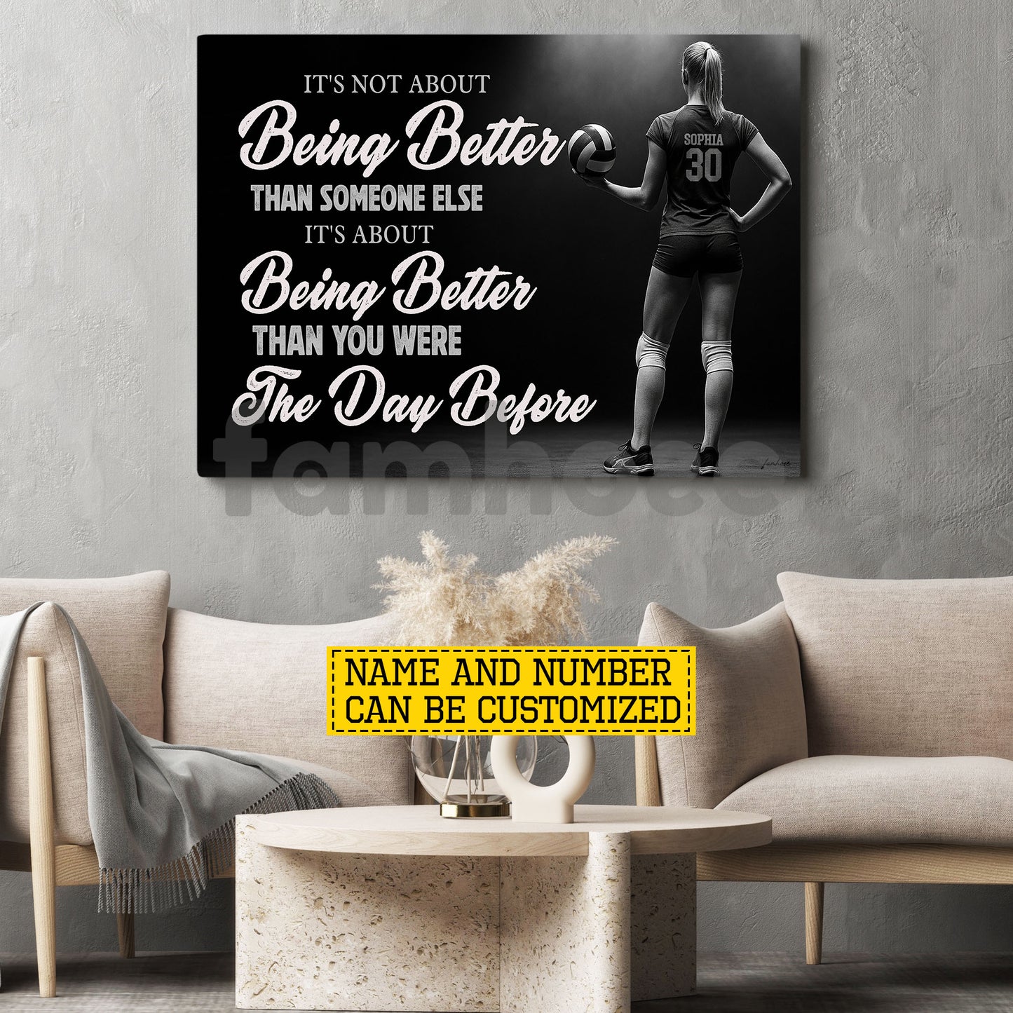 Personalized Volleyball Girl Canvas Painting, It's Not About Being Better Sport Wall Art Decor, Poster Gift For Volleyball Lovers