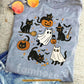 Halloween Cat T-shirt, Cute Cats Cosplay Ghost Tees Spooky Seasons Gift For Cat Lovers