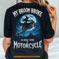 Funny Halloween Motorcycle Backside T-shirt, My Broom Broke Tees Spooky Season Gift For Bikers