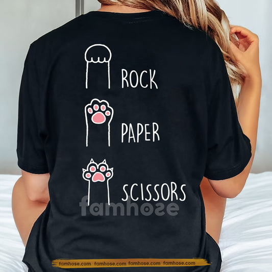 Funny Cat Backside T-shirt, Rock Paper Scissors Tee Gift For Cat Lovers