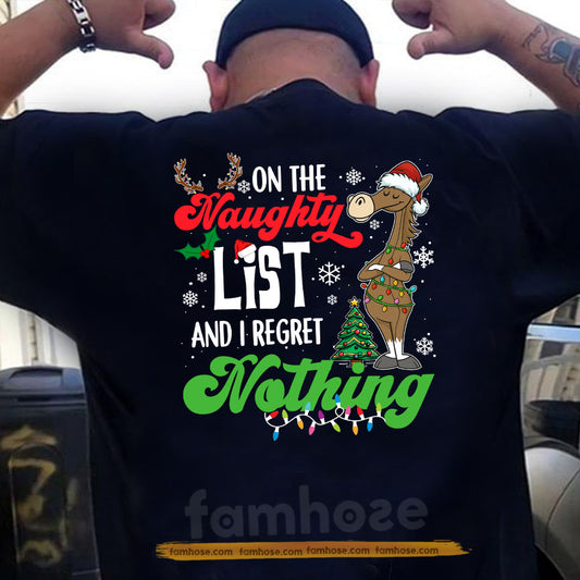Funny Christmas Horse Backside T-shirt, On The Naughty List Tees Xmas Gift For Horse Lovers