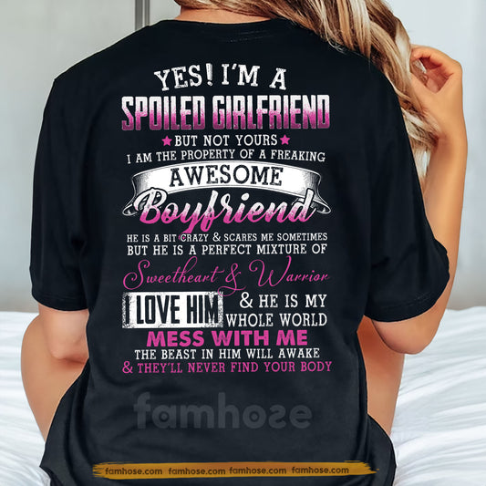 Vintage Spoiled Girlfriend Backside T-shirt, Yes I'm A Spoiled Girlfriend Tees Valentine Gift For Trucker Lover
