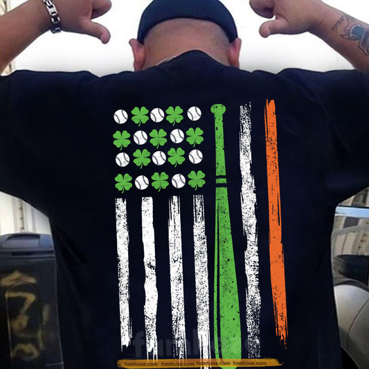 Four-Leaf Clover Baseball Backside T-shirt, Where Baseball Meets Irish Pride Tees St Patrick's Day Gift For Baseball Lover