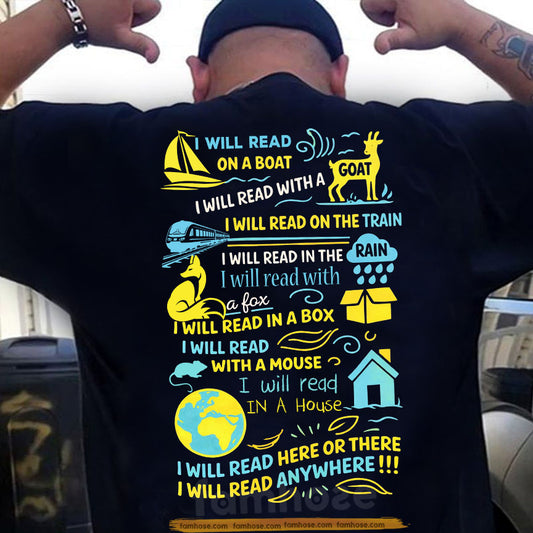 Funny Reading Backside T-shirt, I Will Read Anywhere Tees Gift For Book Lover