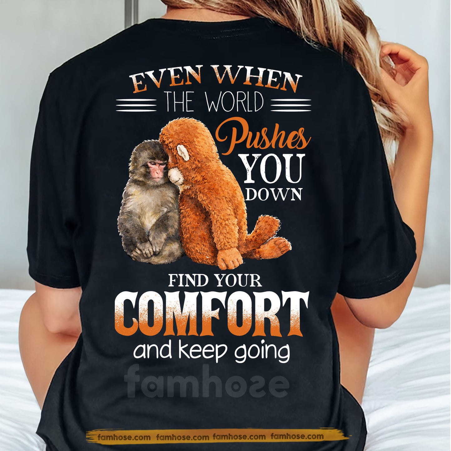 Punch Meme Backside T-Shirt, Find Your Comfort Keep Going Motivational Support Monkey Tees Encouragement Gift