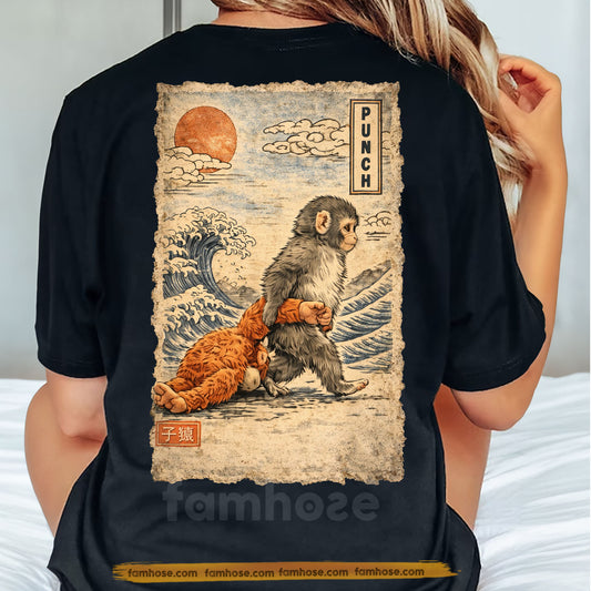 Punch Meme Backside T-shirt, Japanese Style Punch Meme Motivational Support Monkey Tees Encouragement Gift