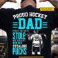 Personalized Hockey Dad Son Backside T-shirt, Proud Hockey Dad Sport Tees Father's Day Gift For Hockey Lovers