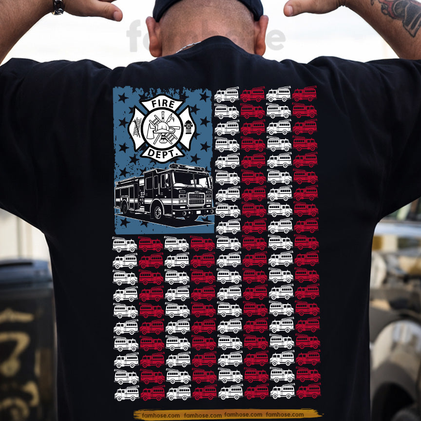 July 4th Firefighter Backside T-shirt, Protect Serve And Stand Proud USA Tees Independence Day Gift For Firefighter Lover