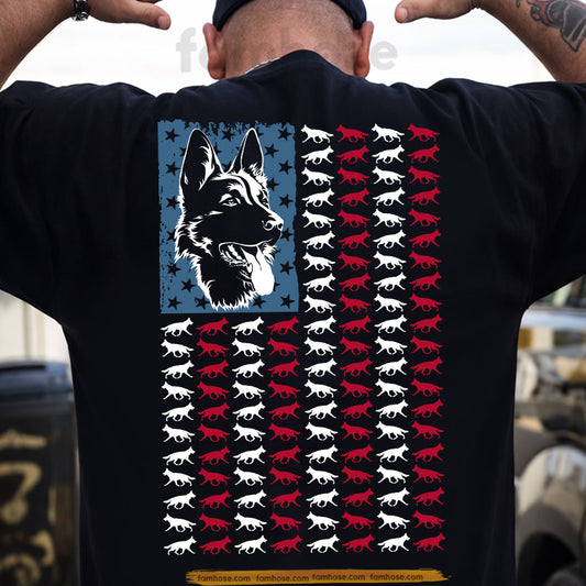 July 4th USA German Shepherd Dog Backside T-shirt, American Spirit German Shepherd Tees Independence Day Gift For German Shepherd Lover