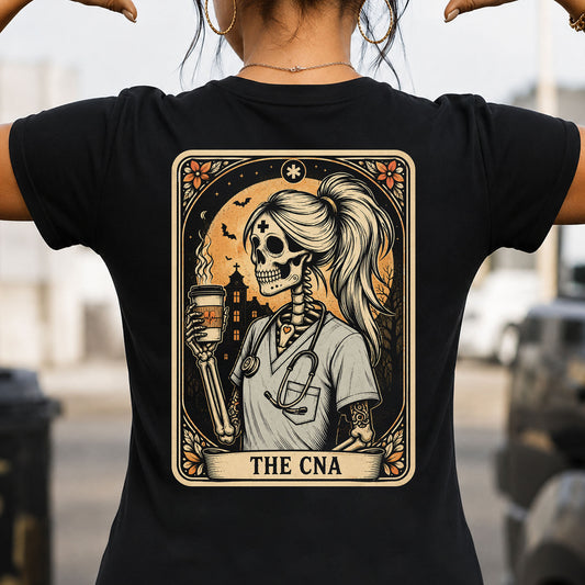 Halloween Skeleton Nurse Backside T-shirt, The CNA Nurse Tees Spooky Season Gift For Nurse Lover