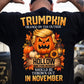 Funny Thanksgiving Trump Pumpkin Backside T-shirt, Trumpkin Orange On The Outside Tees Fall Season Autumn Gift For Pumpkin Lover