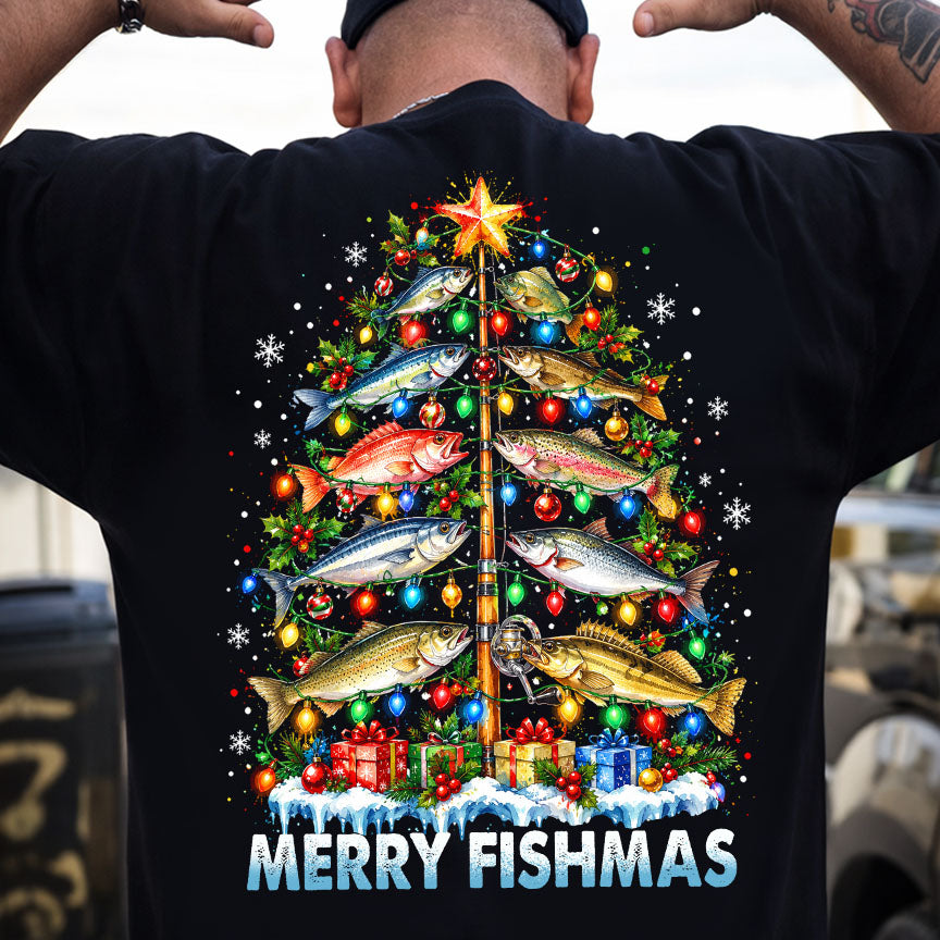 Funny Christmas Fishing T-shirt, Merry Fishmas Tees Gift For Fishing Lover