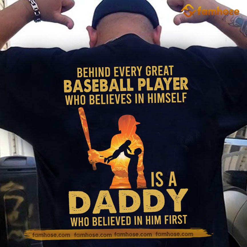 Baseball Dad Son Backside T-shirt, Behind Every Great Baseball Player Tees Father's Day Gift For  Baseball Lovers