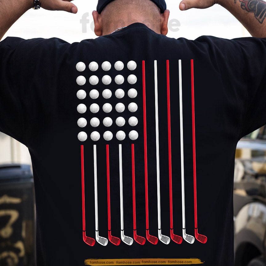 Golf July 4th Backside T-shirt, Golf American Flag Tees Independence Day Gift For Golf Lover