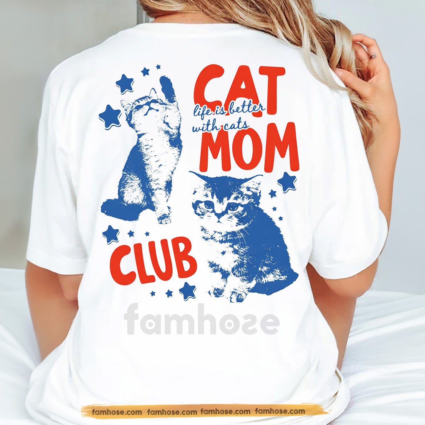 Funny Cat Mom Backside T-shirt, Cat Mom Club Tees Mother's Day Gift For Cat Lovers