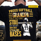 Personalized Softball Grandpa Backside T-shirt, Proud Softball Grandpa Sport Tees Father's Day Gift For Softball Lovers