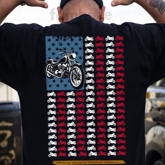 Motorcycle July 4th Backside T-shirt, Motorcycle American Flag Tees Independence Day Gift For Biker Lover