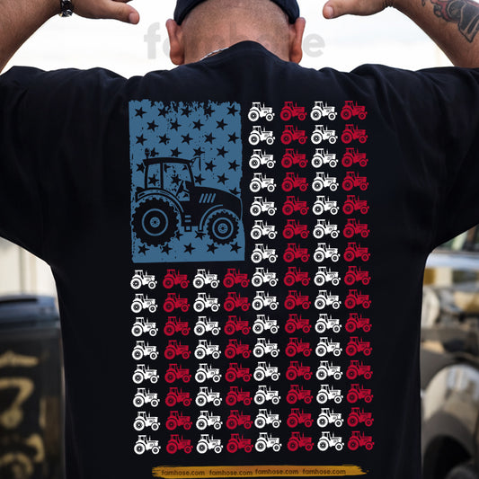 Tractor July 4th Backside T-shirt, Tractor American Flag Tees Independence Day Gift For Tractor Lovers