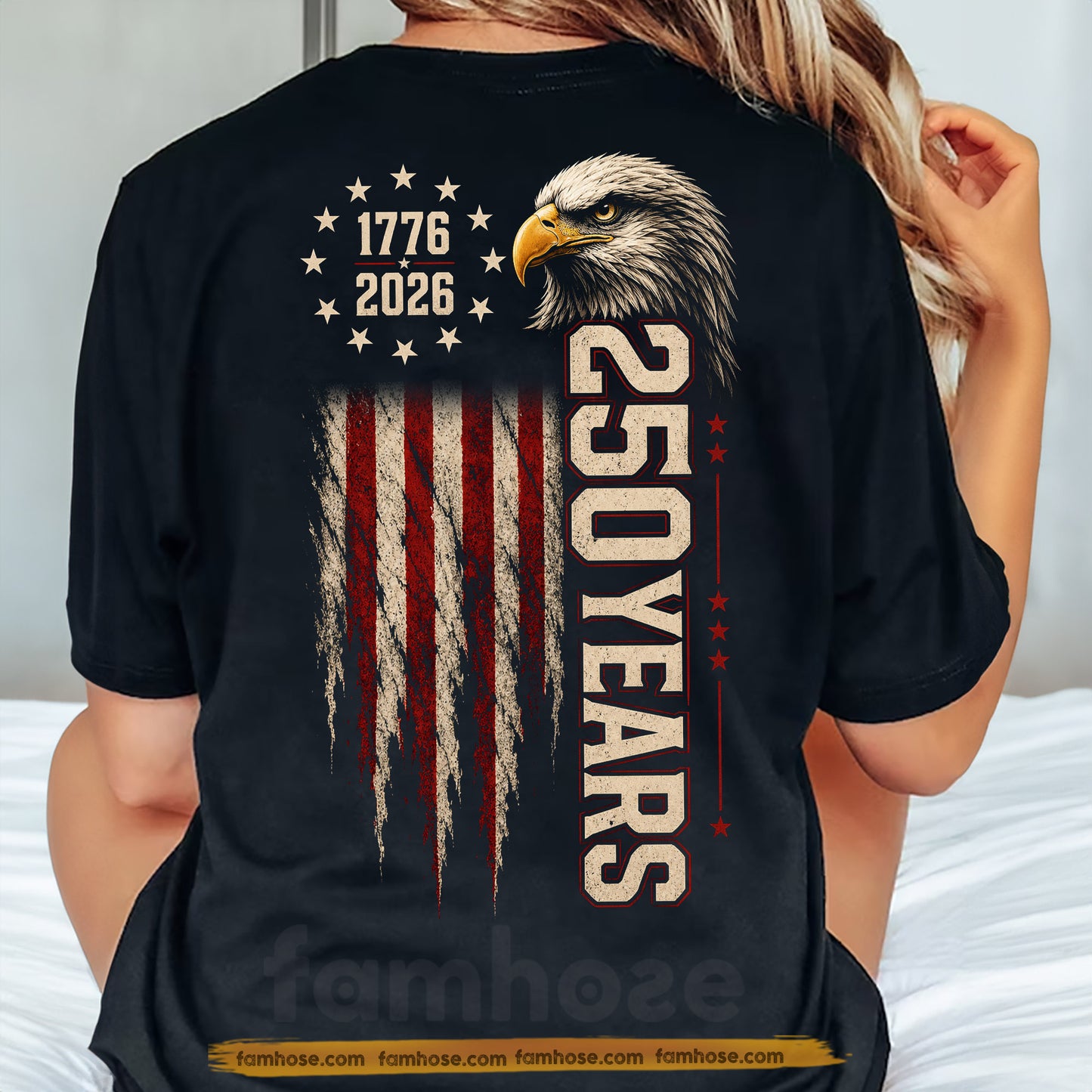 July 4th USA 250th Anniversary Backside T-shirt, 250 Years Of Freedom Tees Independence Day Gift For American Patriot