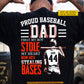 Personalized Baseball Dad Backside T-shirt, Proud Baseball Dad Sport Tees Father's Day Gift For Baseball Lover