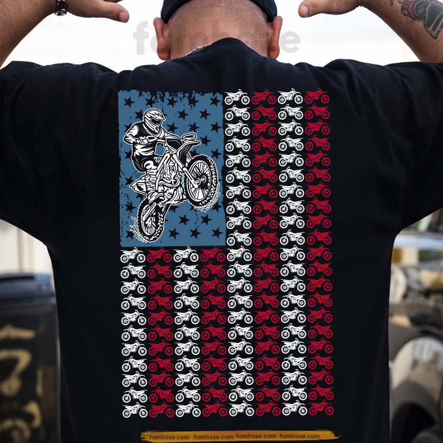 July 4th Motocross Backside T-shirt, Stars Stripes And Dirt Bikes Tees Independence Day Gift For Motocross Lover