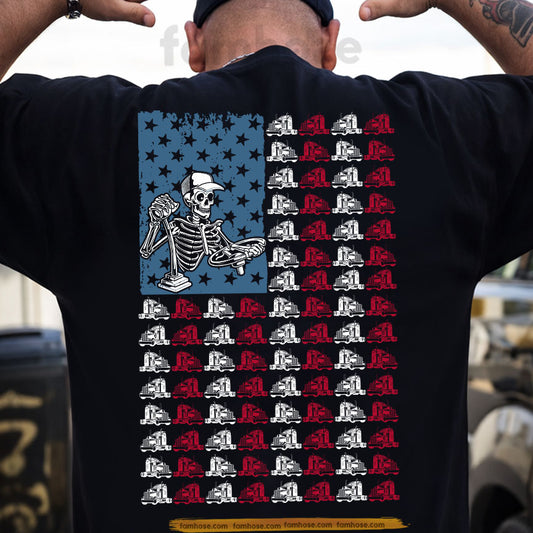 July 4th USA Trucker Backside T-shirt, Driven By Diesel Powered By Freedom Tees Independence Day Gift For Truck Driver