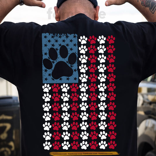 July 4th USA Dog Paws Backside T-shirt, Stars Stripes And Dog Paws Tees Independence Day Gift For Dog Lover