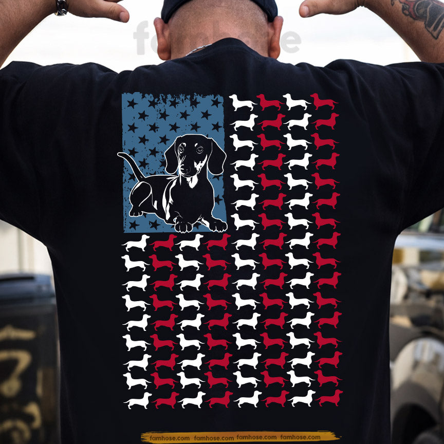 July 4th USA Dachshund Dog Backside T-shirt, Red White And Doxie Proud Tees Independence Day Gift For Dachshund Lover