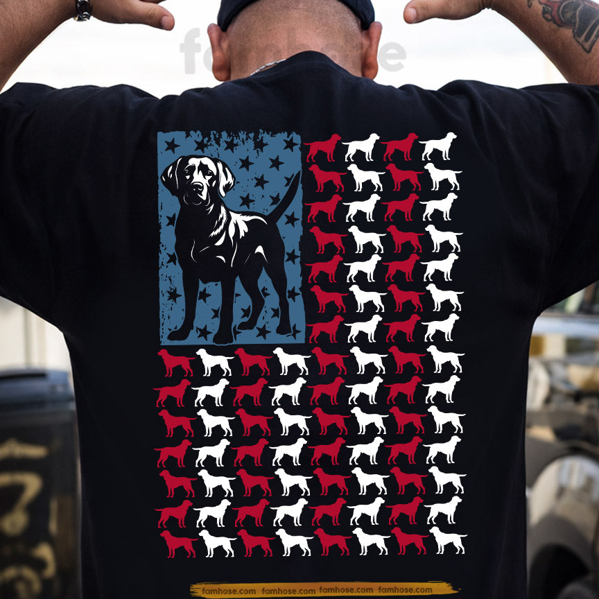 July 4th USA Labrador Dog Backside T-shirt, Red White And Lab Proud Tees Independence Day Gift For Labrador Retriever Lover