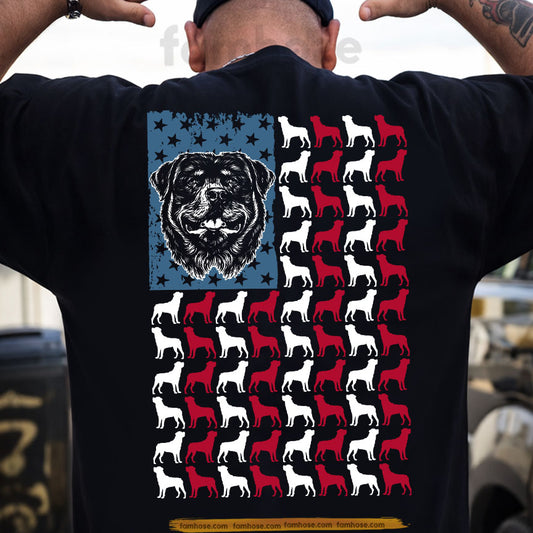 July 4th USA Rottweiler Dog Backside T-shirt, Stars Stripes And Rottweilers Tees Independence Day Gift For Rottweiler Lover